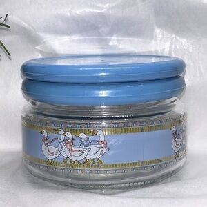 Vintage KIG Indonesia 80s/90s Glass Jar Geese Duck Ribbons Cottage